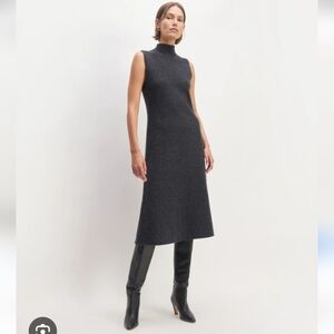 Magaschoni 100% Cashmere Mock Neck Sleeveless Dark gray midi dress Size S